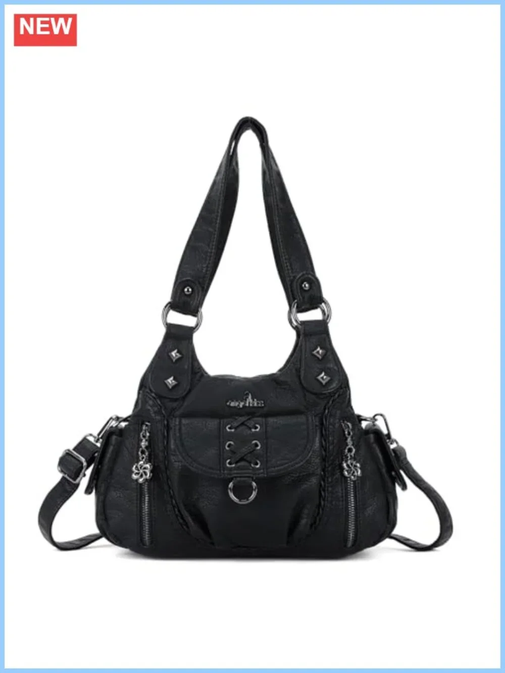 Vegan Leather Hobo Shoulder Bag Crossbody Multi-Pocket